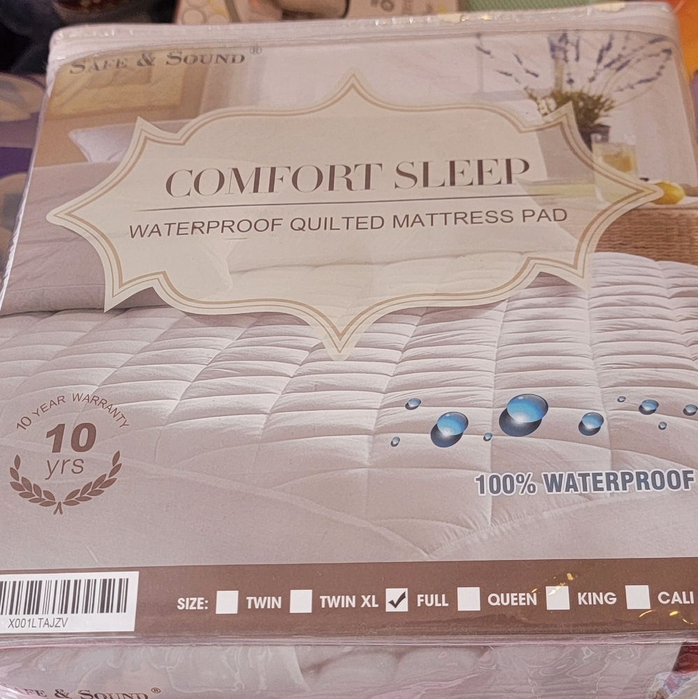 Safe And Sound Waterproof Quilted Mattress Pad - White